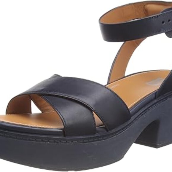 NEW FITFLOP Leather Pilar Crossover Ankle Strap  Sandals Midnight Navy  462tn - Picture 6 of 8